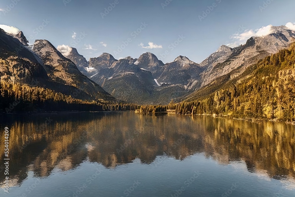 Landscape view of  a mountain and a lake, glacier, tranquil, clear blue sky, calm HD wallpaper