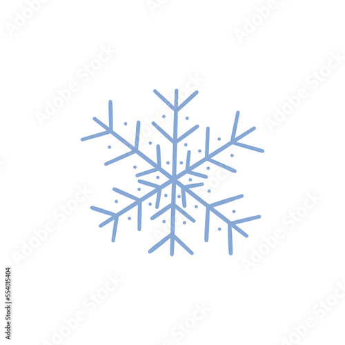 Blue snowflake. Colorful vector doodle illustration hand drawn isolated abstract. For greeting card, invitation, print. Winter season, Christmas holiday icon