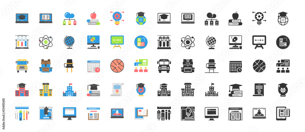 Education Study Online Icons Vector,School, Technology, E-Learning Education Study Online Icons Vector,School, Technology, E-Learning