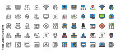 Education Study Online Icons Vector,School, Technology, E-Learning