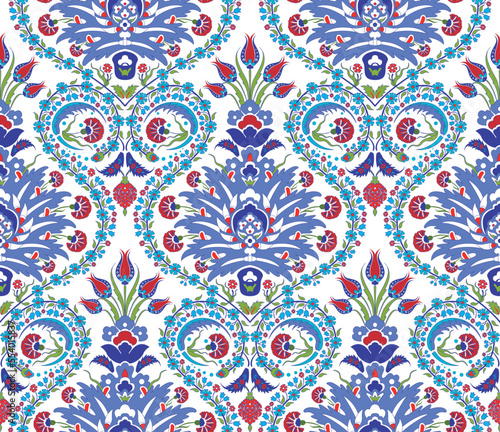 seamless pattern designed with ottoman tile motifs