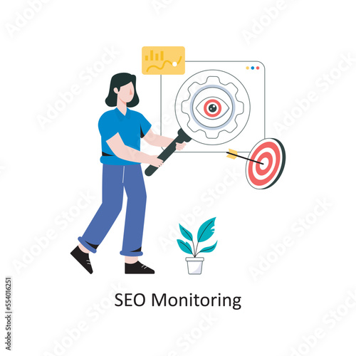 SEO Monitoring Flat Style Design Vector illustration. Stock illustration
