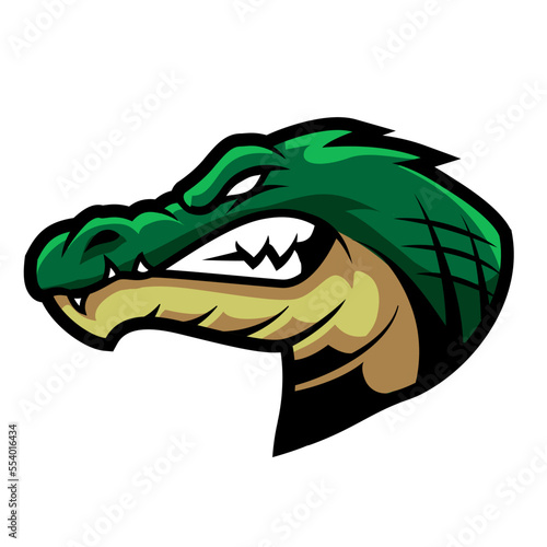 crocodile head side mascot logo illustration