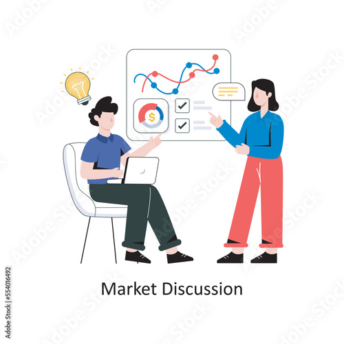 Market Discussion Flat Style Design Vector illustration. Stock illustration