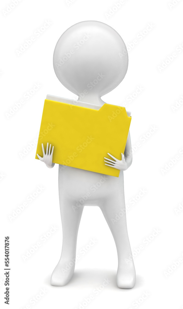 3d man holding folder in hand concept 3d man holding folder in hand concept
