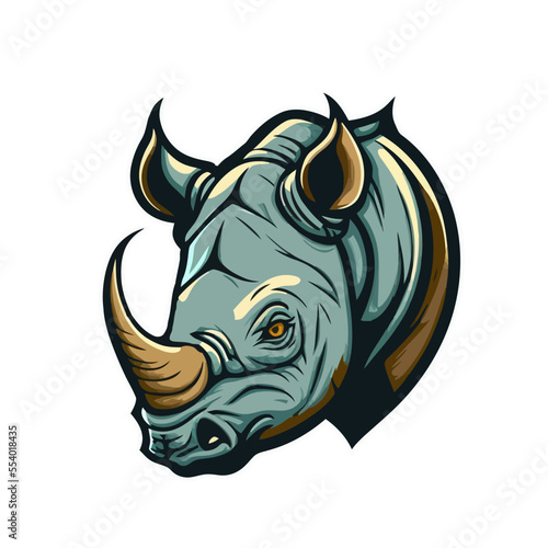 rhino head logo mascot character. rhinoceros wild animal zoo cartoon icon