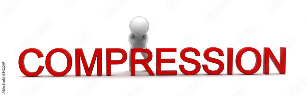 3d man pushing compression text downward concept 3d man pushing compression text downward concept