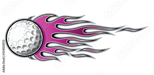 Golf ball vector image with tribal fire flame Golf car sticker motorcycle decal and sport logo template.