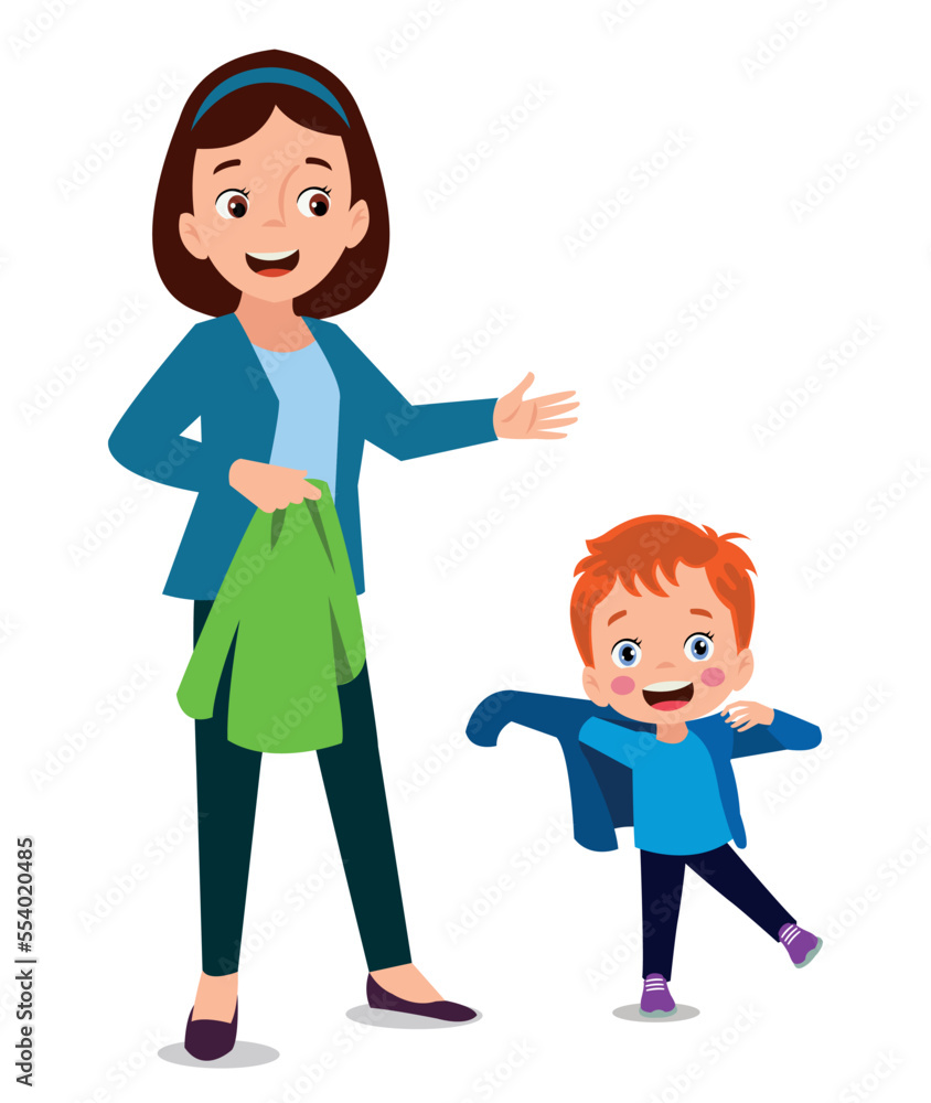 cute boy dressing up with his mother cute boy dressing up with his mother