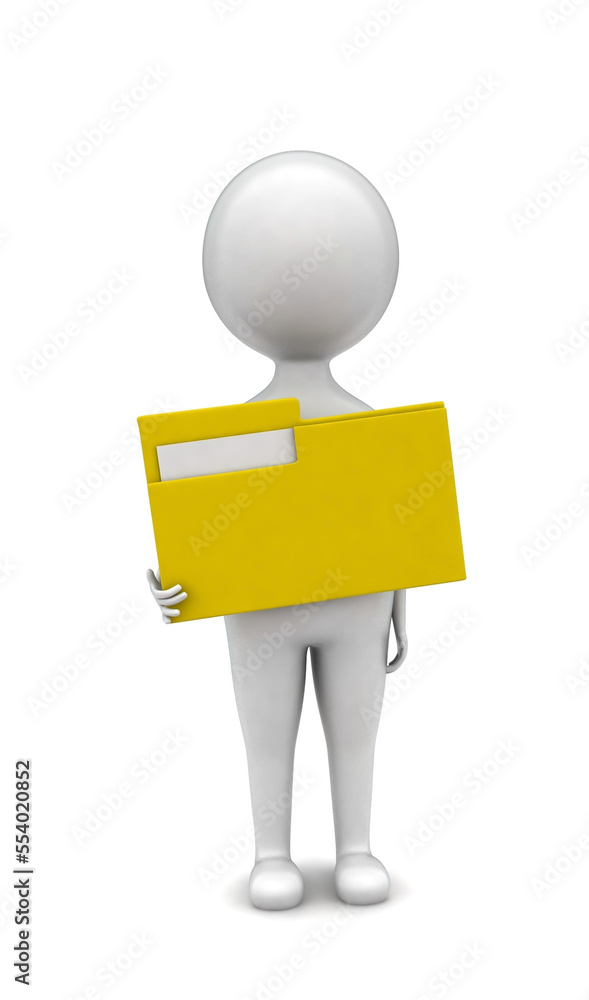 3d man holding folder in his hand concept 3d man holding folder in his hand concept