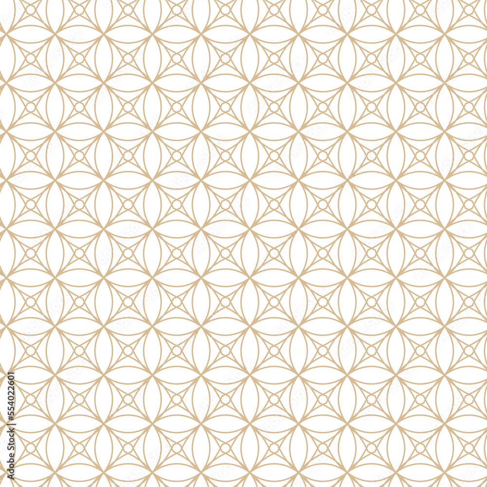 Geometric linear pattern, golden lines on a white background, interesting rounded lines and patterns