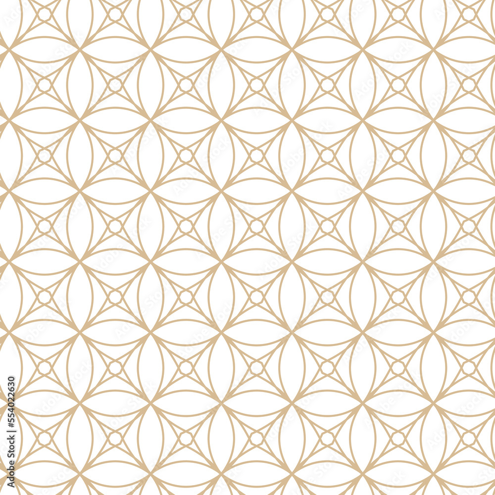 Geometric linear pattern, golden lines on a white background, interesting rounded lines and patterns