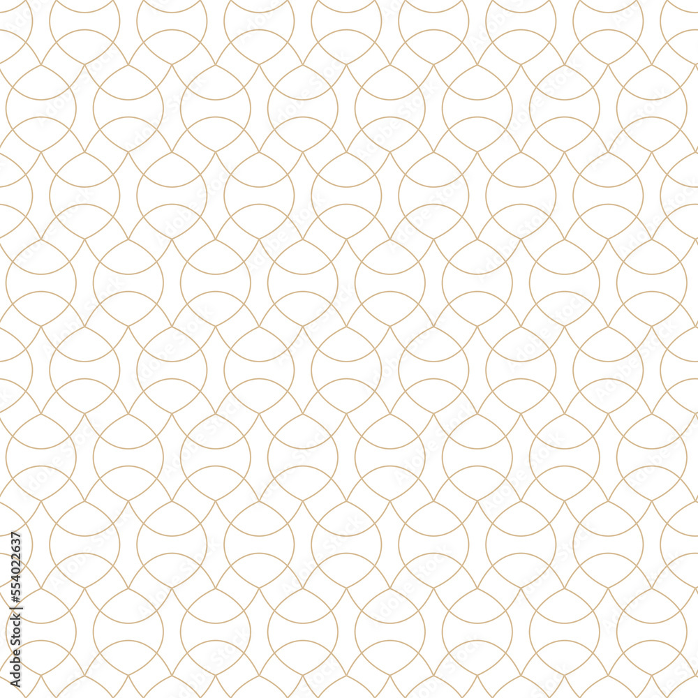 Geometric linear pattern, golden lines on a white background, interesting rounded lines and patterns