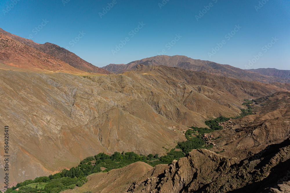 Panoramic landscape picture of desert mountains in Morocco