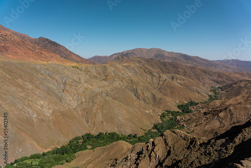 Panoramic landscape picture of desert mountains in Morocco