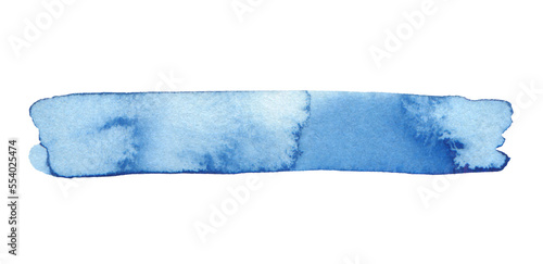 Blue e Watercolor flow blot line brushstroke painting colors. Abstract texture stain on Png tranparent background.