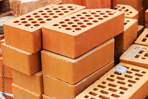 New red clay bricks for building construction