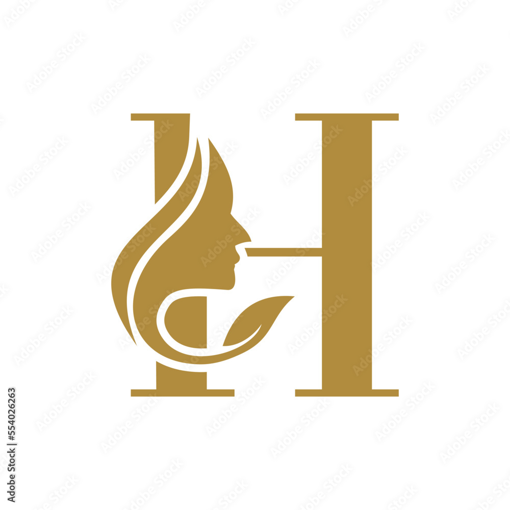 Initial H face beauty logo design templates Stock Vector | Adobe Stock