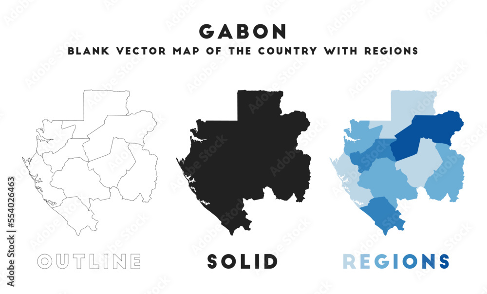 Gabon map. Borders of Gabon for your infographic. Vector country shape. Vector illustration.