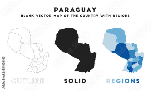 Paraguay map. Borders of Paraguay for your infographic. Vector country shape. Vector illustration.