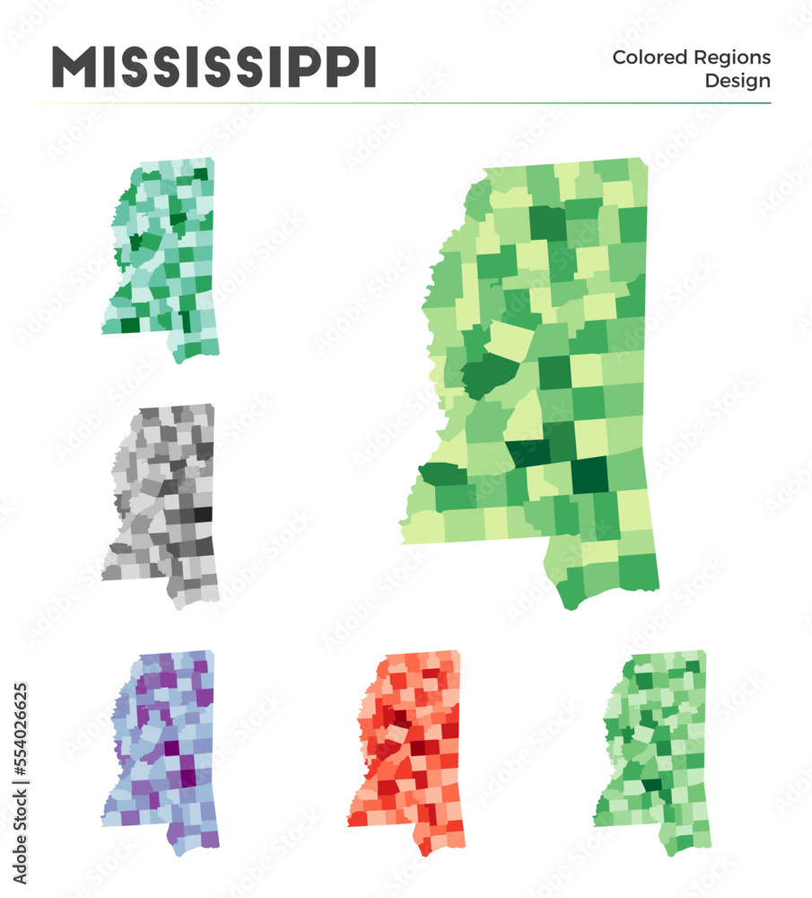 Mississippi map collection. Borders of Mississippi for your infographic