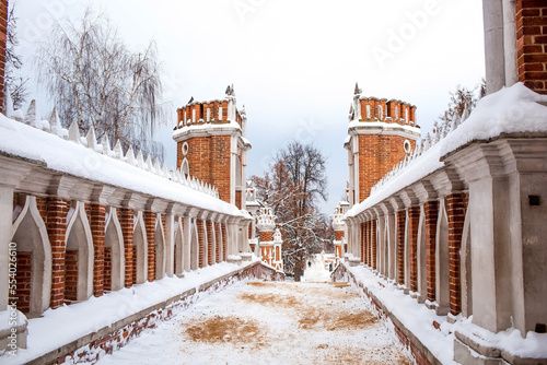 The Tsaritsyno Museum in the city. The business card of Moscow. A beautiful palace on the estate. Travel and tourism in Russia