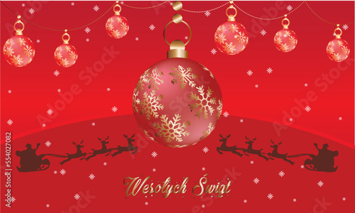 Merry Christmas in Polish, Wesołych Świąt. Vector handwritten lettering cards set.