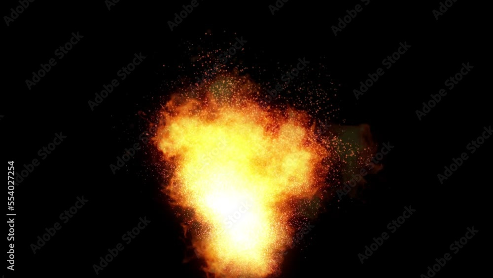 Burning Fire Visual Fx On Black Background/ 4k animation of a burning