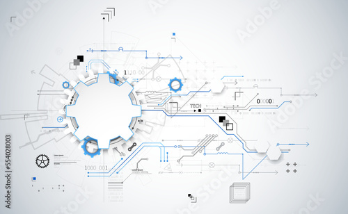 Abstract technology concept. Circuit board, high computer color background. Vector illustration with space for content, web - template, business tech presentation.