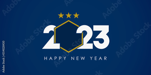 Happy New Year 2023 banner template design with Celebration of the world championship of the French national team concept. Sport banner for New Year. 