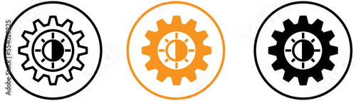 gear with sun inside circle icon set. style sign symbol for app and web, vector illustration