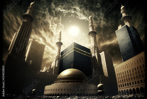 Makkah Sky In Kabah. Generative AI photo