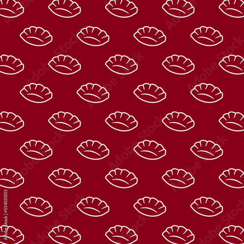 Dumplings food line icons vector pattern. Gyoza pattern wallpaper.