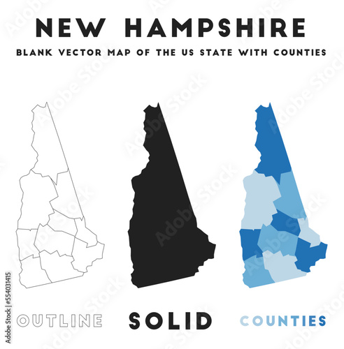 New Hampshire map. Borders of New Hampshire for your infographic. Vector US state shape. Vector illustration.