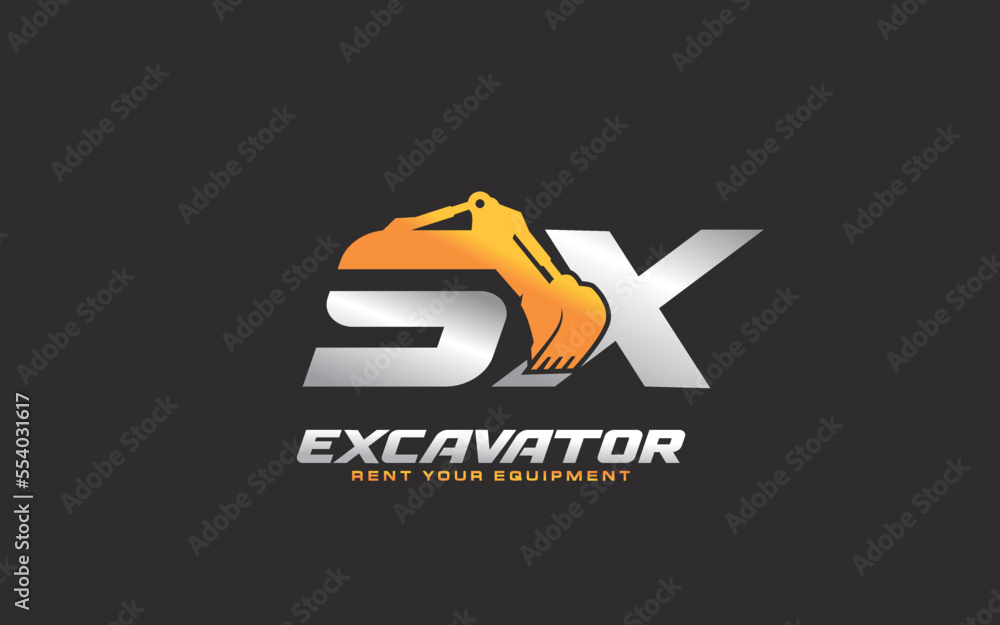 SX logo excavator for construction company. Heavy equipment template vector illustration for your brand. SX logo excavator for construction company. Heavy equipment template vector illustration for your brand.