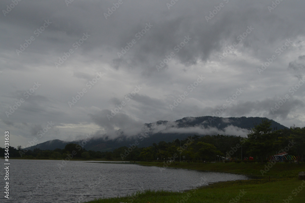 Cloudy Mountain View From A Lakeside Cloudy Mountain View From A Lakeside