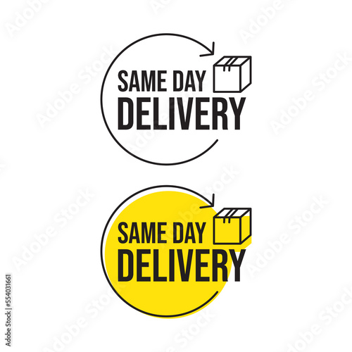 Same day delivery products icon label design vector Stock Vector