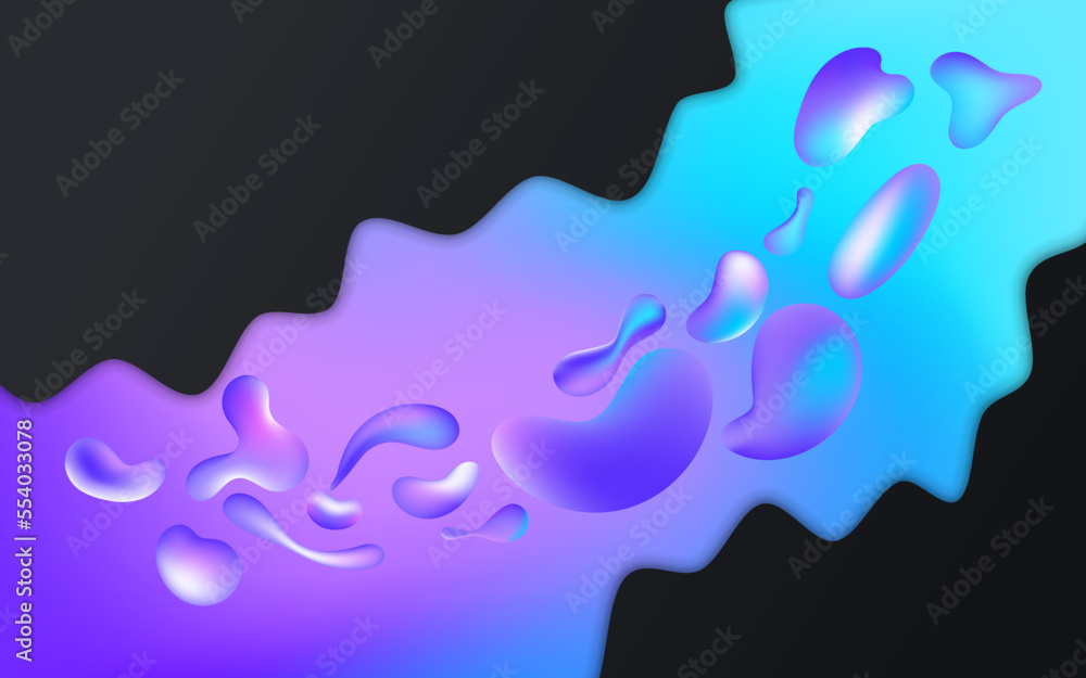 Abstract background with overlay effect. Neon colorful trendy wave for cover of banner or flyer. Modern blend holographic gradient backdrop. With 3d liquid lava bubbles, fluid shapes flowing. Abstract background with overlay effect. Neon colorful trendy wave for cover of banner or flyer. Modern blend holographic gradient backdrop. With 3d liquid lava bubbles, fluid shapes flowing.