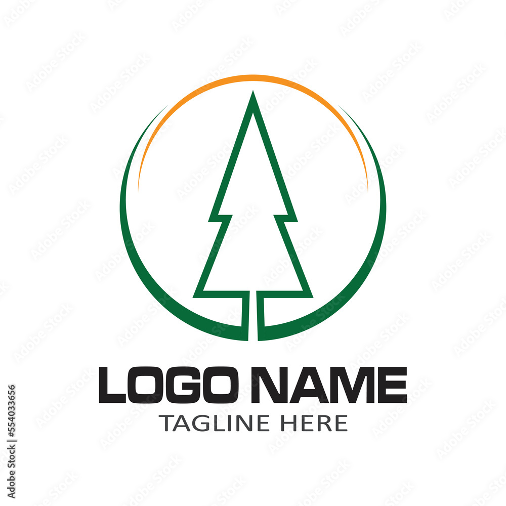Pine tree illustration vector flat design template Pine tree illustration vector flat design template