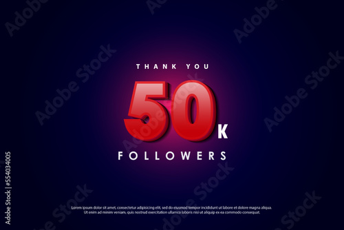 celebration for 50k followers with 3d numbers and red glow effect.