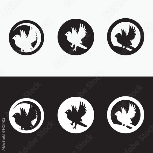 Circle bird animal logo design . icon logo . silhouette logo 