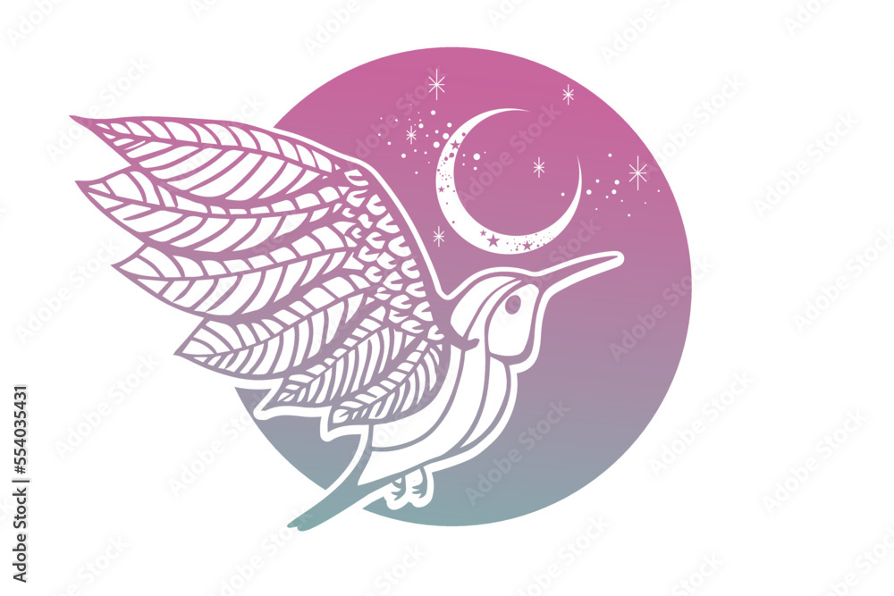 Hummingbird isolated on a white background line art illustration Hummingbird isolated on a white background line art illustration
