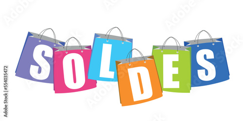 French sale shopping bags illustration - sale banner