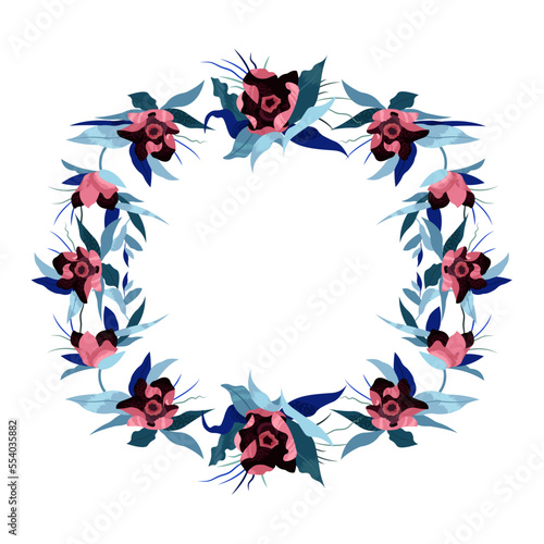 Beautiful floral frame vector illustration. Card design, party invitation, print, clip art