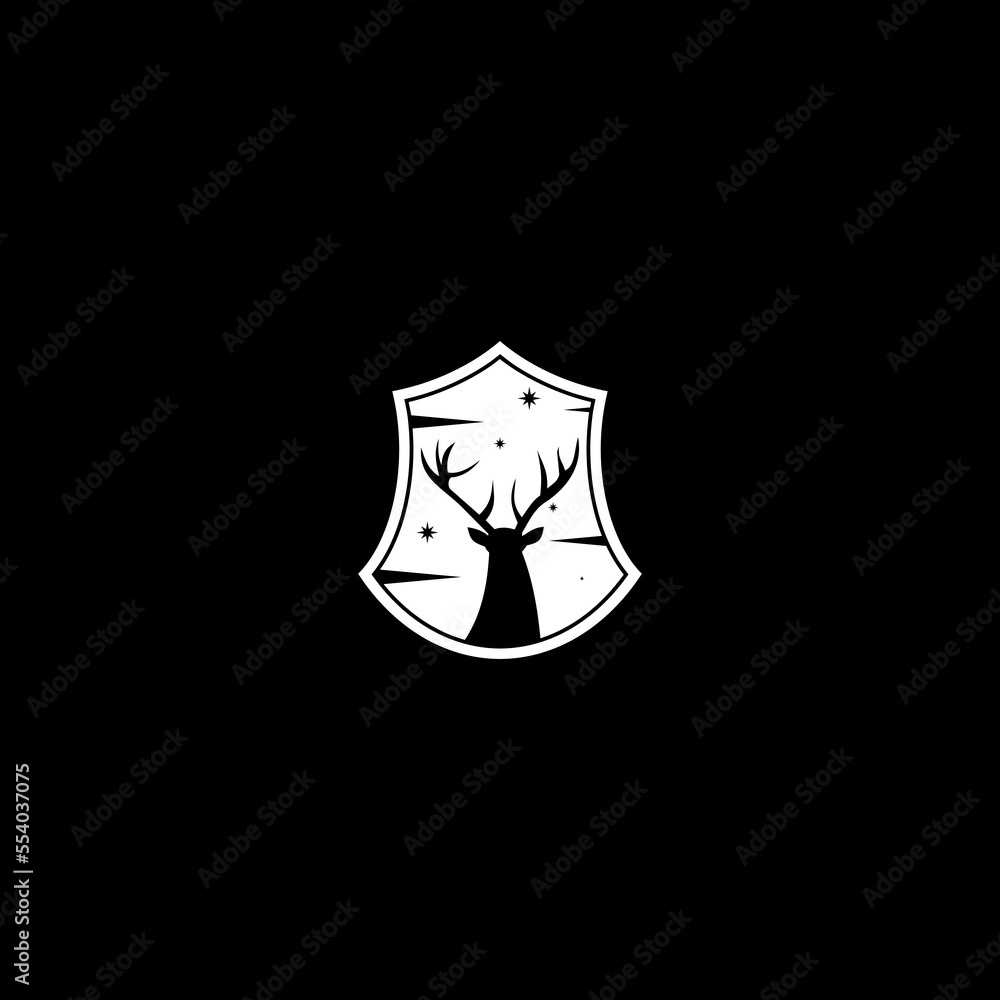 Deer Shield Strong Horned Animal icon isolated on dark background Deer Shield Strong Horned Animal icon isolated on dark background