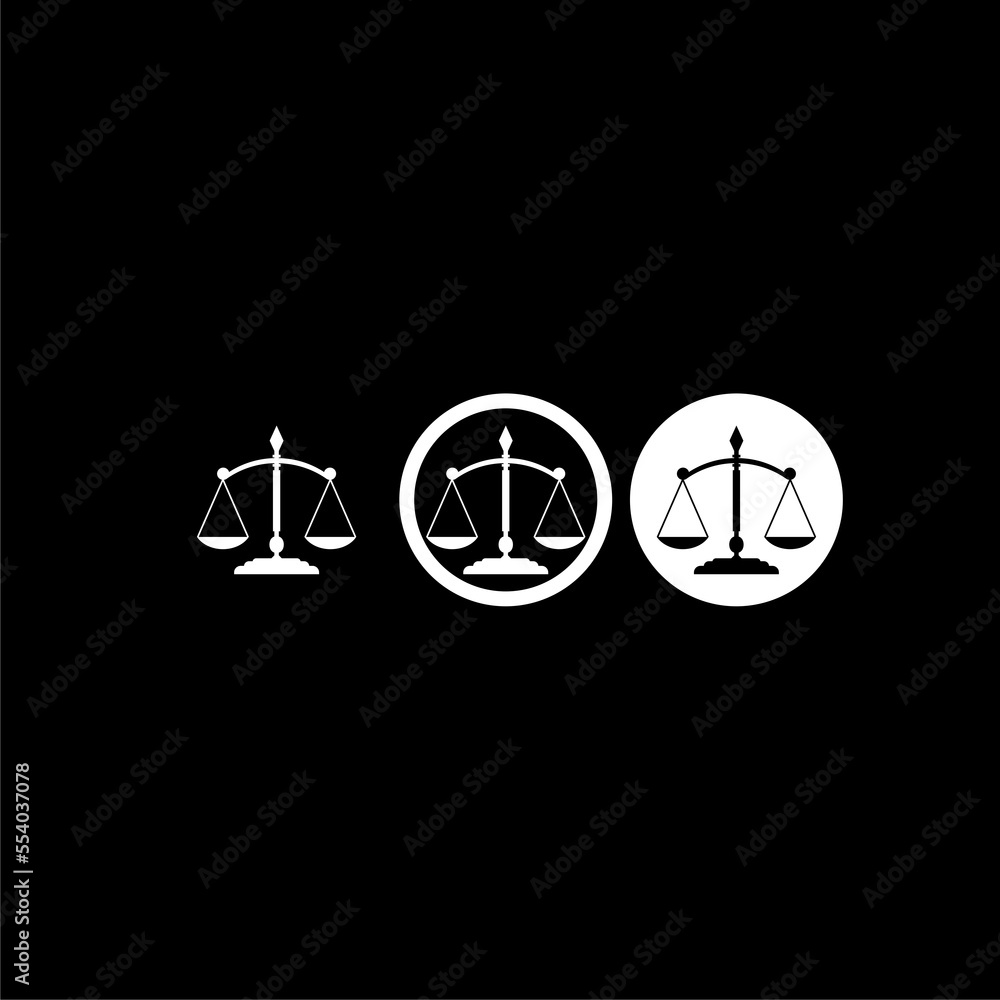 Scales of justice icon isolated on dark background Scales of justice icon isolated on dark background