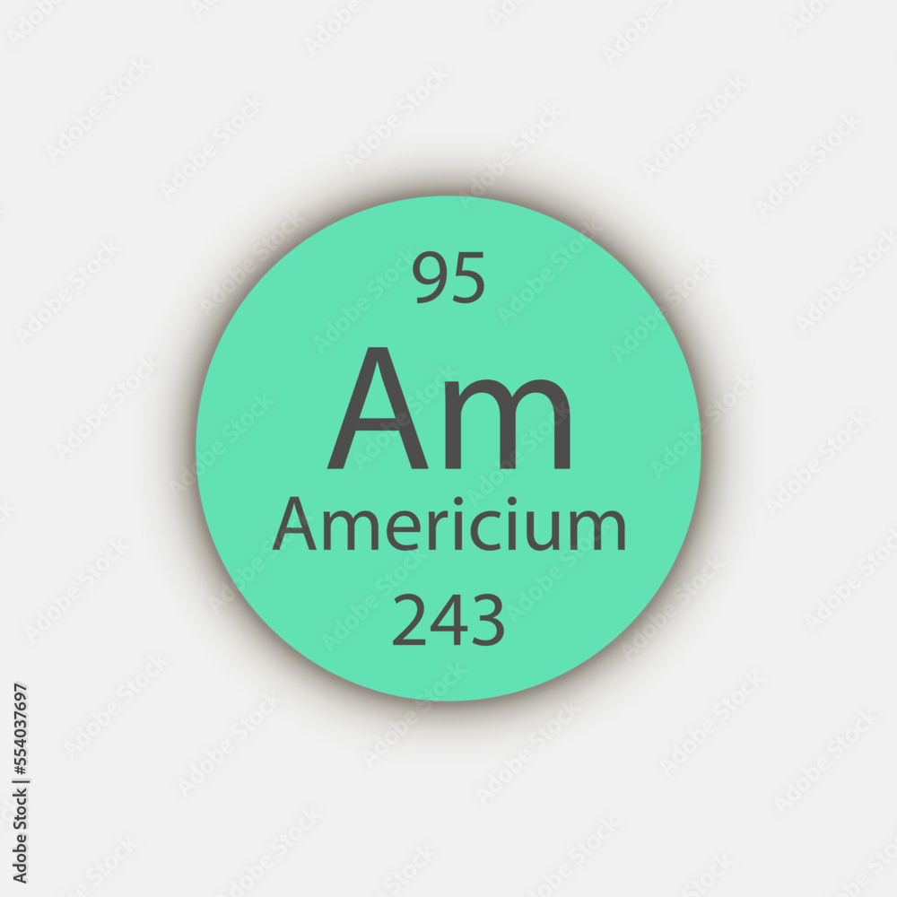 Americium symbol. Chemical element of the periodic table. Vector illustration. Americium symbol. Chemical element of the periodic table. Vector illustration.