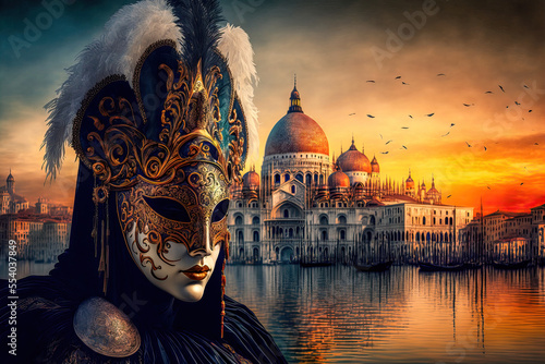 Carnevale de Venezia Venizianischer Karneval Venedig Generative AI Digital ART Illustration