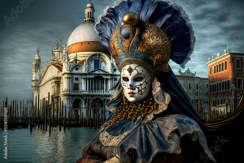 Carnevale de Venezia Venizianischer Karneval Venedig Generative AI Digital ART Illustration photo