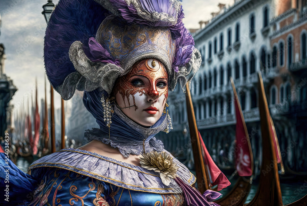 Carnevale de Venezia Venizianischer Karneval Venedig Generative AI Digital ART Illustration